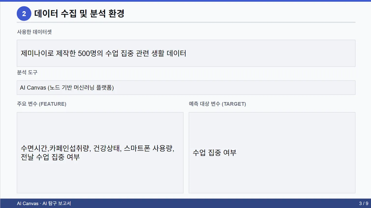 AI 탐구 보고서 데이터 수집 및 분석 환경 페이지